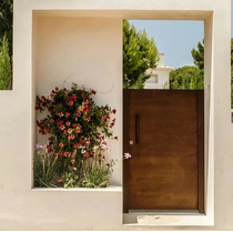 定制铝合金别墅庭院花园门户外大门铁艺实木门自建民宿木纹铝院门