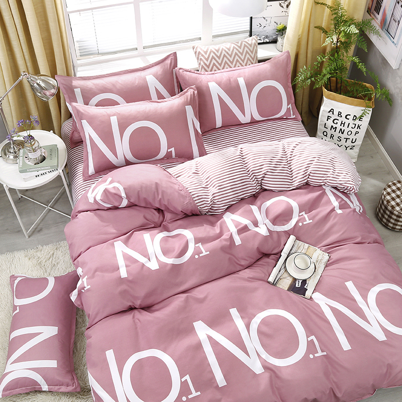 Na Park Four Pieces of Washed Cotton Bed bedding Four Seasons Quilt Beds Single Student Dormitory by Subnet Red Three sets