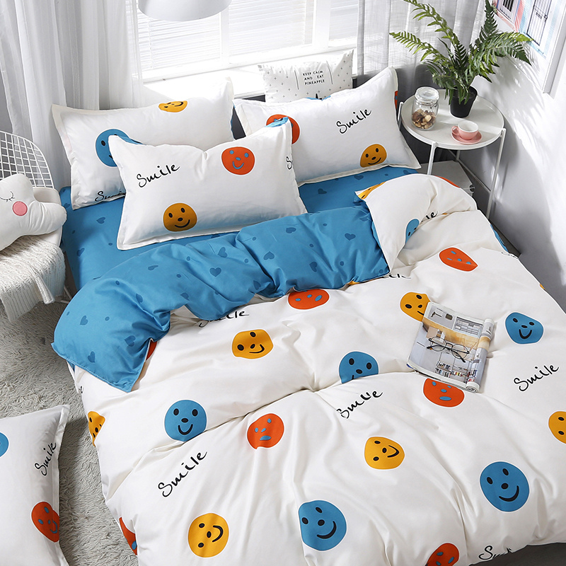 Cute Little Cherry Ins Four Pieces Summer Princess Wind Bed Linen Quilt Cover Dormitory Student Three Sets of Bed Bedding 4