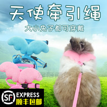 Pet leash with angel wings walking rabbit rope rabbit traction rope retractable adjustable length chest strap