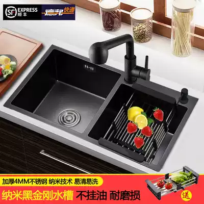 Thickened 304 stainless steel Nano black handmade sink single sink kitchen basin double sink sink sink