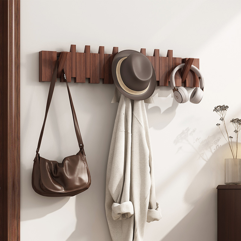 Creative Hook Coat Rack Wall-Mounted Solid Wood Piano Key Coat Hook Entryway No-Drill Storage Coat Rack