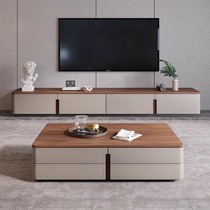 Saddle Leather TV Cabinet table de thé Composition Modern minimalist Salon de vie Petit type de famille penché contre les murs haut de gamme