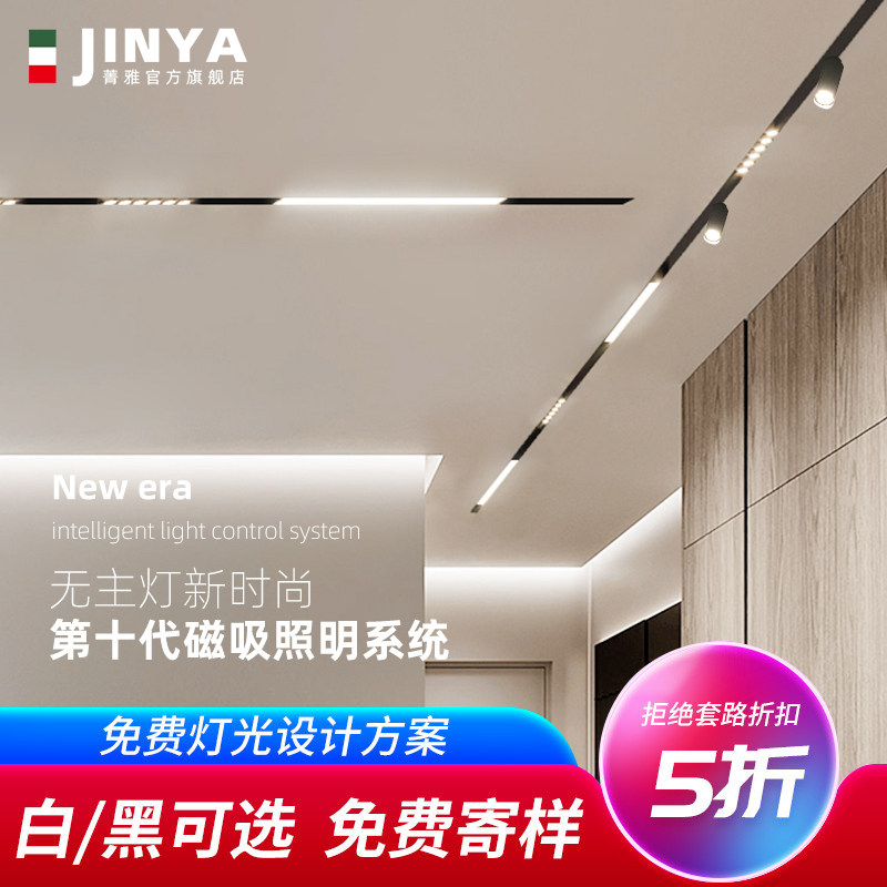 Magnetic suction track lamp embedded no main lamp lighting design living room without frame concealed led line lamp Ming dress lamp