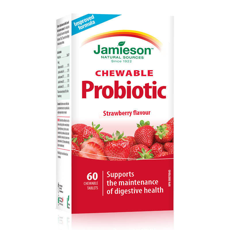 jamieson健美生儿童益生菌咀嚼片益生元助消化调理肠胃草莓酸奶味