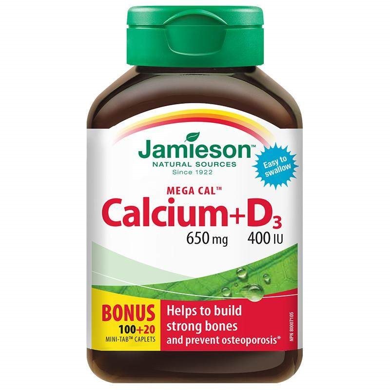 jamieson健美生钙片VD3碳酸钙柠檬酸钙成人孕妇120片加拿大维生素