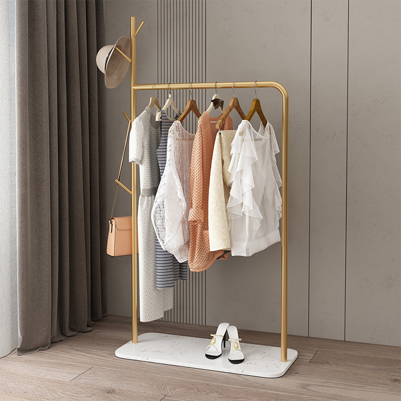 Simple clothes and hat rack light luxury home net red wrought iron hanger floor to ceiling bedroom hanging hanger home clothes rack vertical