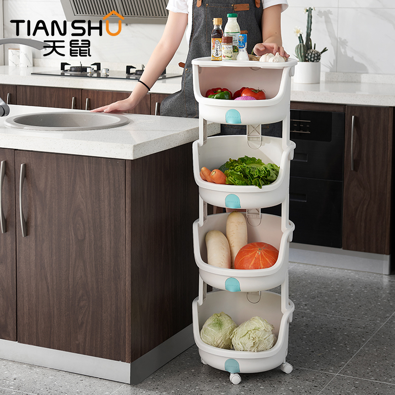 Rat kitchen shelf storage floor multi-layer vegetables, fruit and vegetable racks, vegetable baskets, multi-functional kitchen supplies