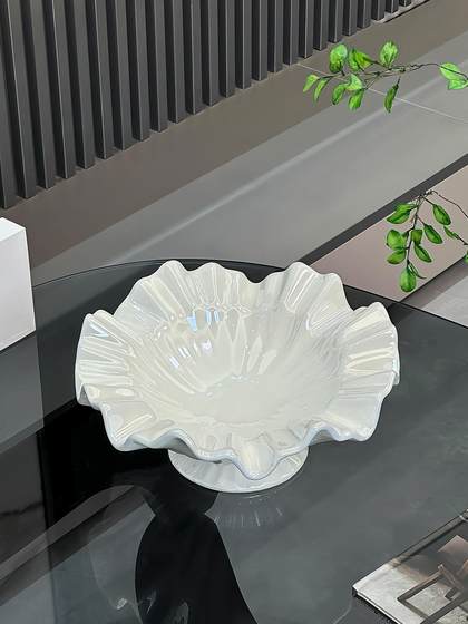 高颜值果盘陶瓷花边高档摆放零食创意水果盘客厅茶几家用2024新款