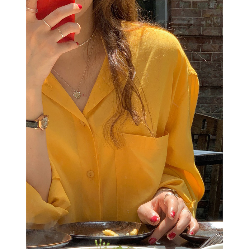 Yellow Shirt, Thin Summer Jacket, Sun Protection Shirt, Chiffon Top, Women's Casual Shirt, Women's Style, 2026 New Hot Style