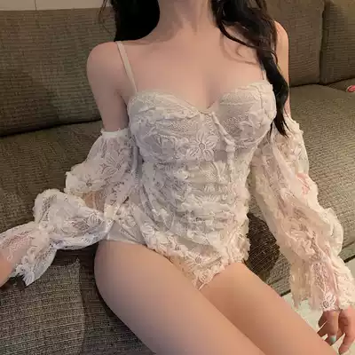 Hot spring swimsuit female belly thin Korean ins Net Red sling shoulder shoulder one-piece fairy fan vacation swimsuit