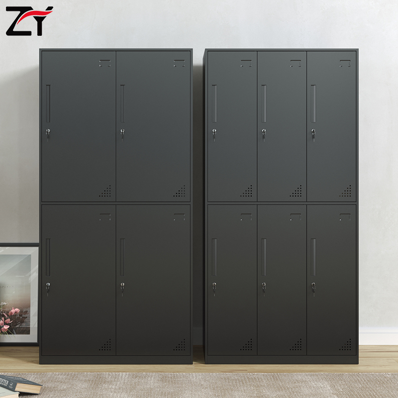 Black locker staff cabinet clothes storage cabinet iron household storage wardrobe rental dormitory cabinet