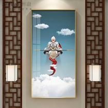 Enter the door Sun Wukong decorative painting New Chinese style light luxury entrance mural hanging painting vertical version Crystal porcelain Qi Tian Sheng custom