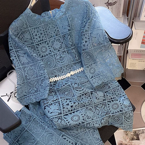 Кружевные летние штаны, тонкий элитный комплект, в западном стиле, в стиле Шанель