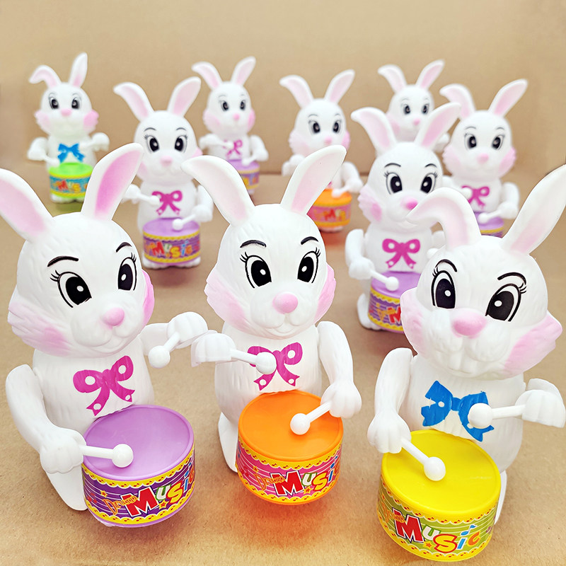(Buy One Sent one) Upper Chord Clockwork Knocks Drum Toys Children Animals Cartoon Rabbit Elephant Dog Nets Red Earth-Taobao