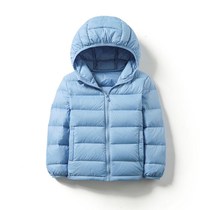 Uniyi Simple Childrens Down Jacket Lightweight Autumn and Winter Hooded White Duck Down Warm Jacket for Boys and Girls