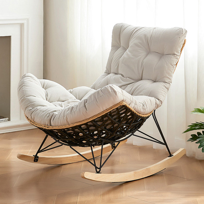 Rocking chair reclining chair adult balcony home leisure chair rattan lazy rocking chair summer light luxury single sofa chair