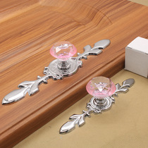 Crystal handle European modern simple wardrobe cabinet door single hole silver bottom handle new factory