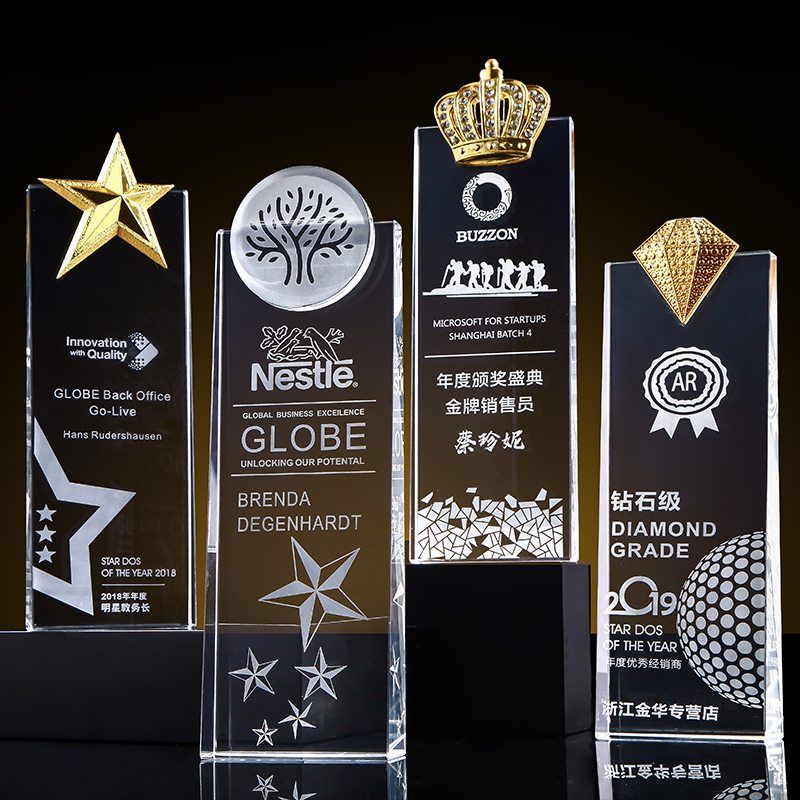 Pentagram crystal trophy custom creative metal trophy personality star resin custom-made award lettering