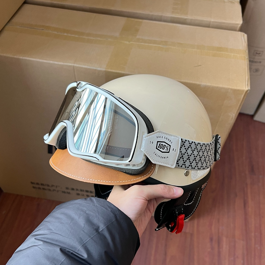 Retro 3C Certified Summer Harley Motorcycle Electric Vehicle Half Helmet Japanese Style Scoop Helmet Unisex Motorcycle Helmet