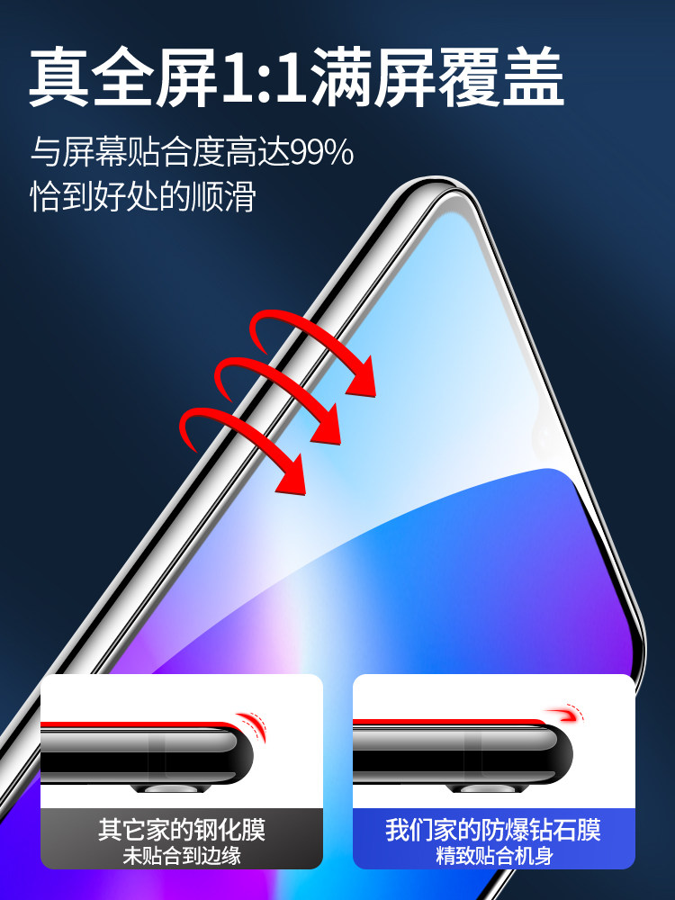 Suitable for Huawei Enjoy Z Tempered Glass Film, Quick Application Box, Enjoy 9S Phone Film, Full Screen Coverage Dvc-An00, Full Edge Coverage Enjoy 9S Anti-Peep Dub-Al00 Blue Light Enjoy Anti-Drop Auxiliary Film