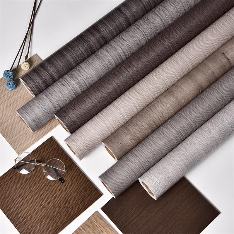 Thick Furniture Renovation Stickers Grey Wood Grain Self-Glued Wall Stickup Wardrobe Kitchen Overall Cupboard Cabinet changed colour solid wood cling film wallpaper