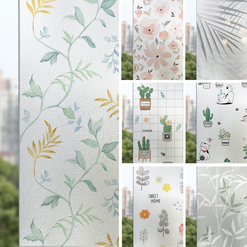 Glass Window Sticker Frosted Window Sticker dressing room Anti-Peep opaque Opaque Shading Anti-Walk Light Bathroom Window Flowers