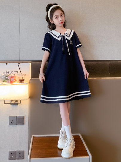 女童夏季连衣裙2025新款学院风polo裙子中大童网红运动裙女孩夏装