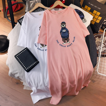 Maternity dress 2021 summer New loose size cotton short sleeve t-shirt over knee fashion pregnant women long dress