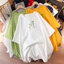 Pregnant women cotton top 2021 summer tide fashion style maternity dress foreign style loose special size Net red short sleeve t-shirt