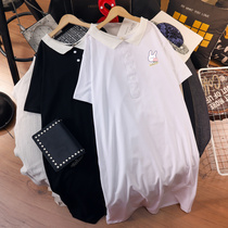 Pregnant Women summer dress long short sleeve shirt skirt fashion loose Korean version of pregnant women skirt summer Cotton