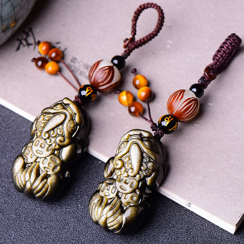 Red Carpet Natural Black Dazzling Stone Leopard Leopard Pendant Piachu Car Key Button Pendant Pendant Male And Female Gold Flair Leptometrite Accessories