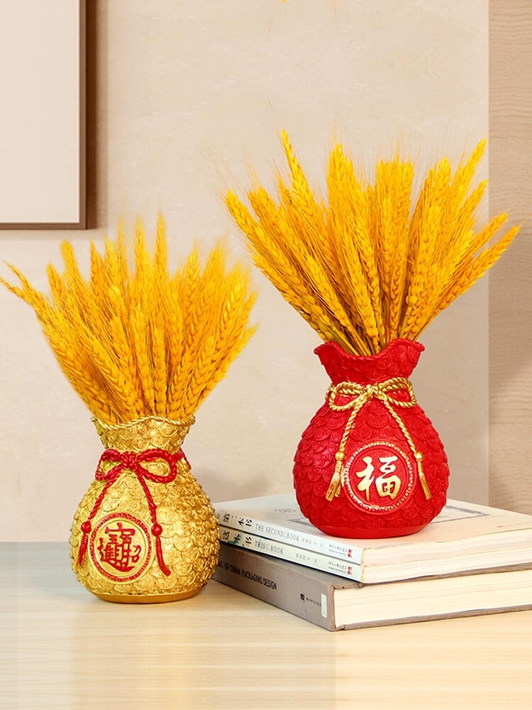 Big barley opening flower basket golden ear of dry flower decoration of living room with bouquet wheat ear to move rice