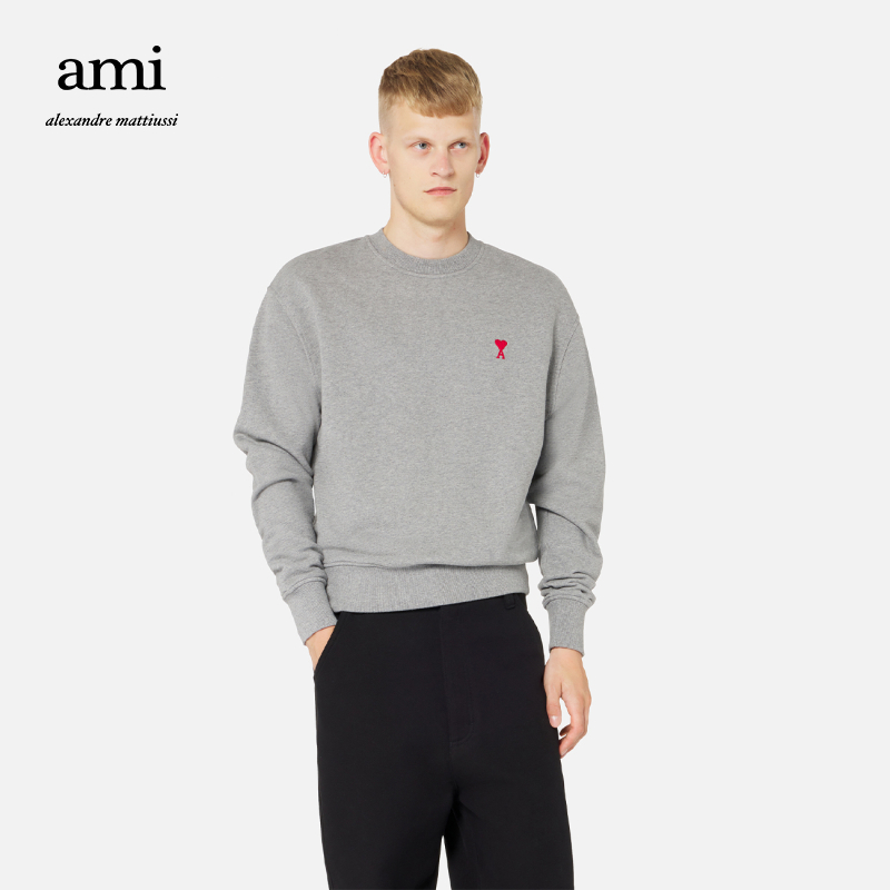 AMI unisex classic love love cotton casual slim fit jumper head crewneck sweatshirt