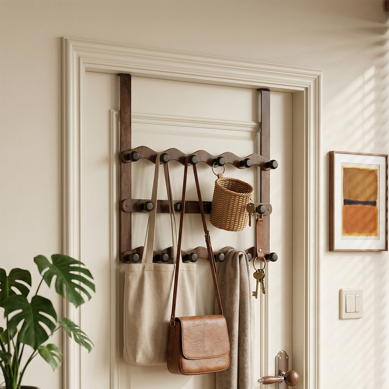 Over-The-Door Coat Rack Hook, Over-The-Door Storage, Bedroom Bag and Hat Rack, Extended High Door Back Storage, No Drilling Required Over-The-Door Coat Rack Hook, Over-The-Door Storage, Bedroom Bag and Hat Rack, Extended High Door Back Storage, No Drilling Required