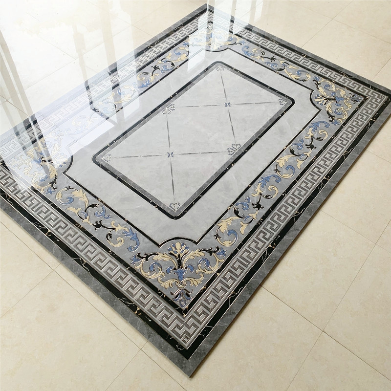 Living room mosaic floor tiles 800x800 European-style restaurant aisle gray puzzle tiles porch entry floor tiles