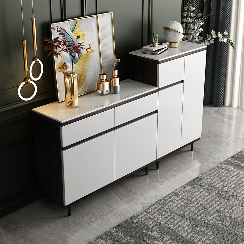 Ultra-thin dining cabinet narrow bedroom solid wood kitchen slate simple modern living room against the wall small apartment light luxury overall cabinet