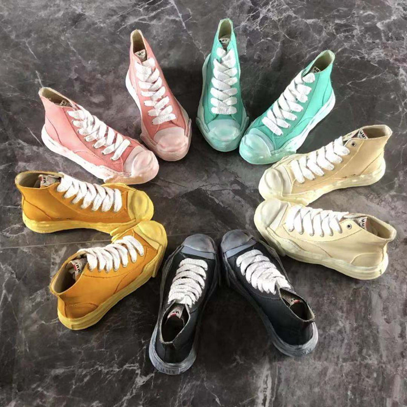 Mihara Kangyu MMY dissolves high tube men's and women's sneakers, thick-bottomed open laughter, increased washing, old-fashioned deformed canvas shoes
