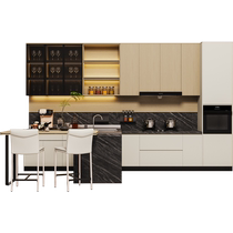 Lins Home Whole House Customized Open Kitchen Kitchen Cabinet Integrated Cabinet Integrated Quartz Stone Countertop Door Installation