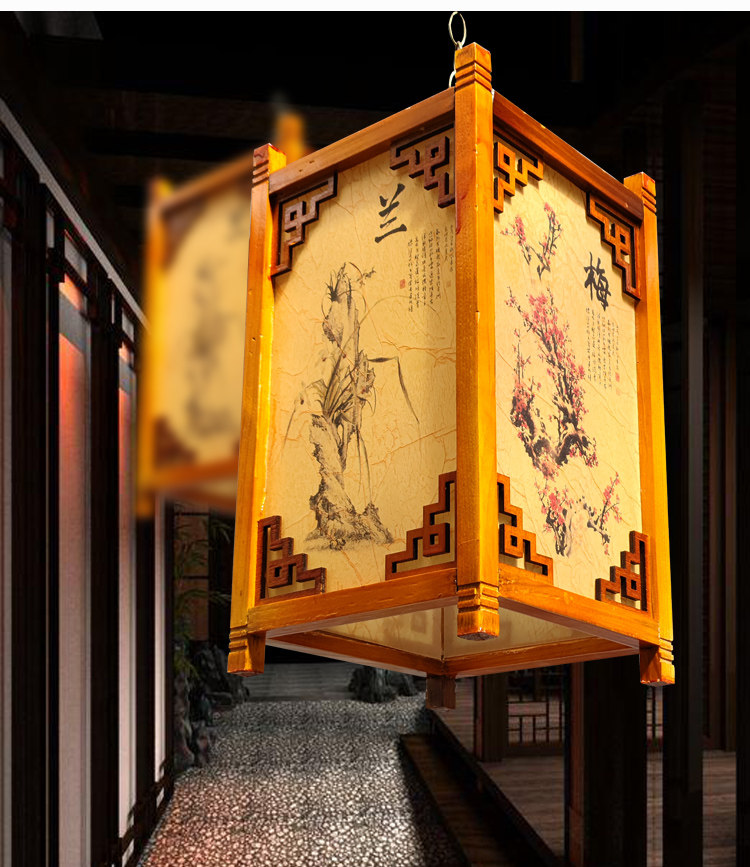 实木仿古中式羊皮灯笼茶楼开业木雕广告印字火锅客栈古典吊灯-阿里巴巴