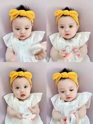 Bowknot baby hair belt super-elastic fontanelle Korean children's hair hoop newborn Princess Joker fabric headgear