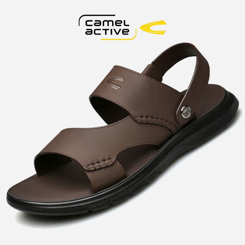 German Camel Dynamic Men's Cool Shoes Genuine Leather 2022 Summer New Bull Leather Soft Bottom Anti-Sweat Beach Shoe Men