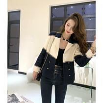 2020 new spring and autumn winter small fragrant wind woven tweed woolen short coat womens suit jacket black and white ladies