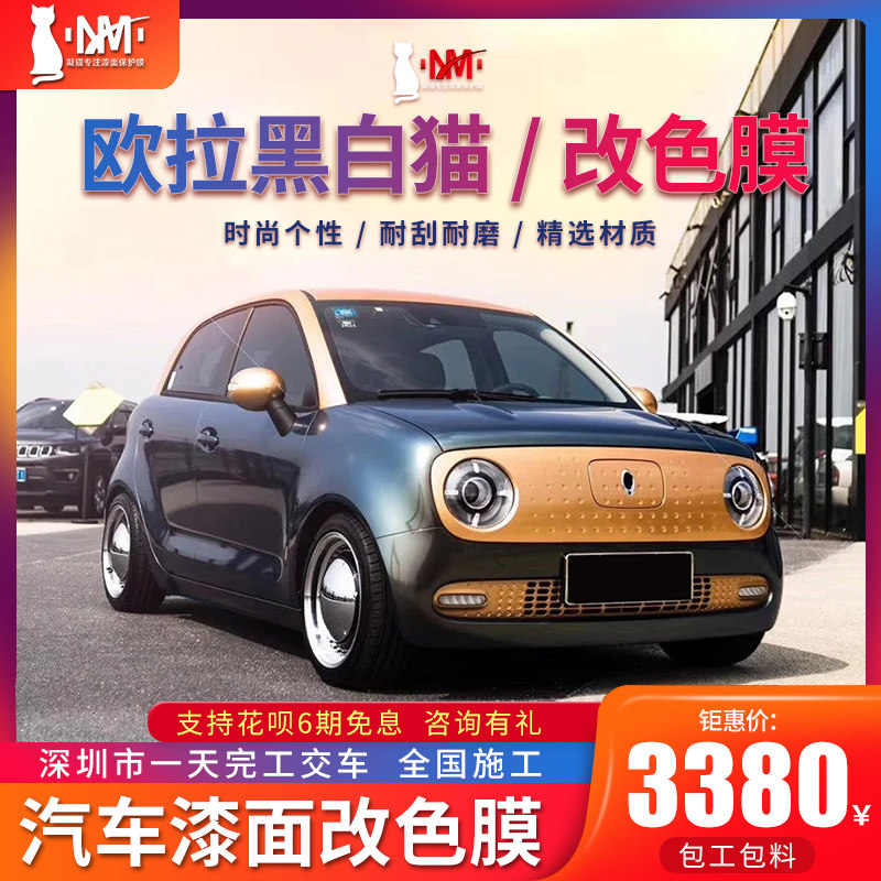 Euler black cat white cat R1 R2 body paint color change film full car film car clothes electric light color change national construction sticker