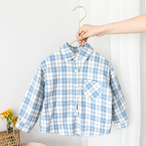  Boys  shirts Spring and Autumn 1-7 years old childrens plaid shirts Baby Western style spring clothes Baby wild long-sleeved tops