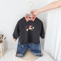  Boys  sweaters Spring and autumn 1-4 years old baby Western-style bottoming shirt Childrens wild autumn baby tops Cartoon childrens clothing