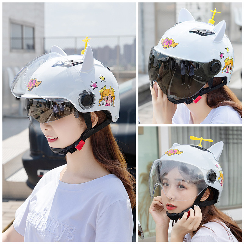 Safety helmet electric car ladies Four Seasons General summer cute half helmet children's battery car male gray helmet helmet