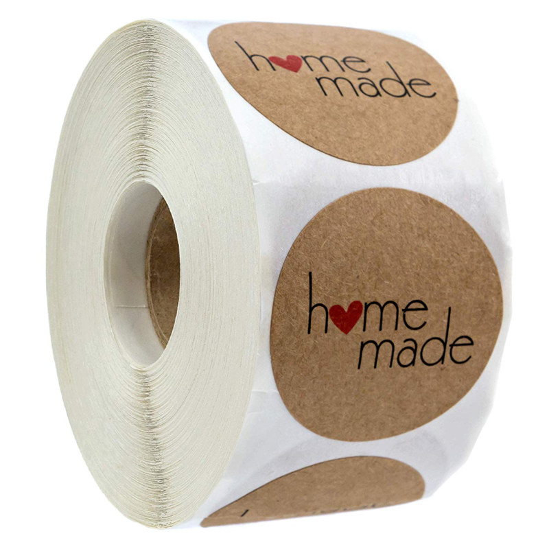 Kraft paper 'home made stickers for bakery gift decoration home etc. 500 rolls
