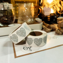 300 Roll Flash Silver Cardion Stickers Valentines Day Envelope seal with hand gift decoration stationery