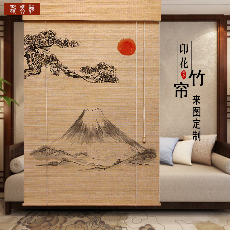 Bamboo curtain roller shutter curtain roll-pull door home lift shading shading sunscreen pull rope style for home partition decoration